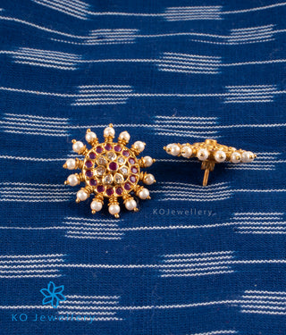 The Garv Silver Ear-studs (Red/white)