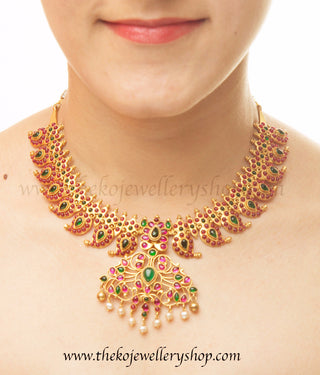 paisley motif silver gold dipped necklace bridal wear